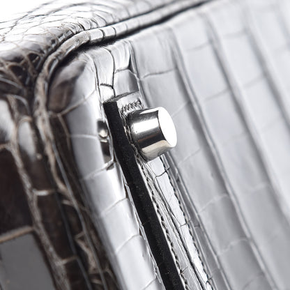 Hermes Shiny Porosus Crocodile Birkin 35 Graphite 32 of 38