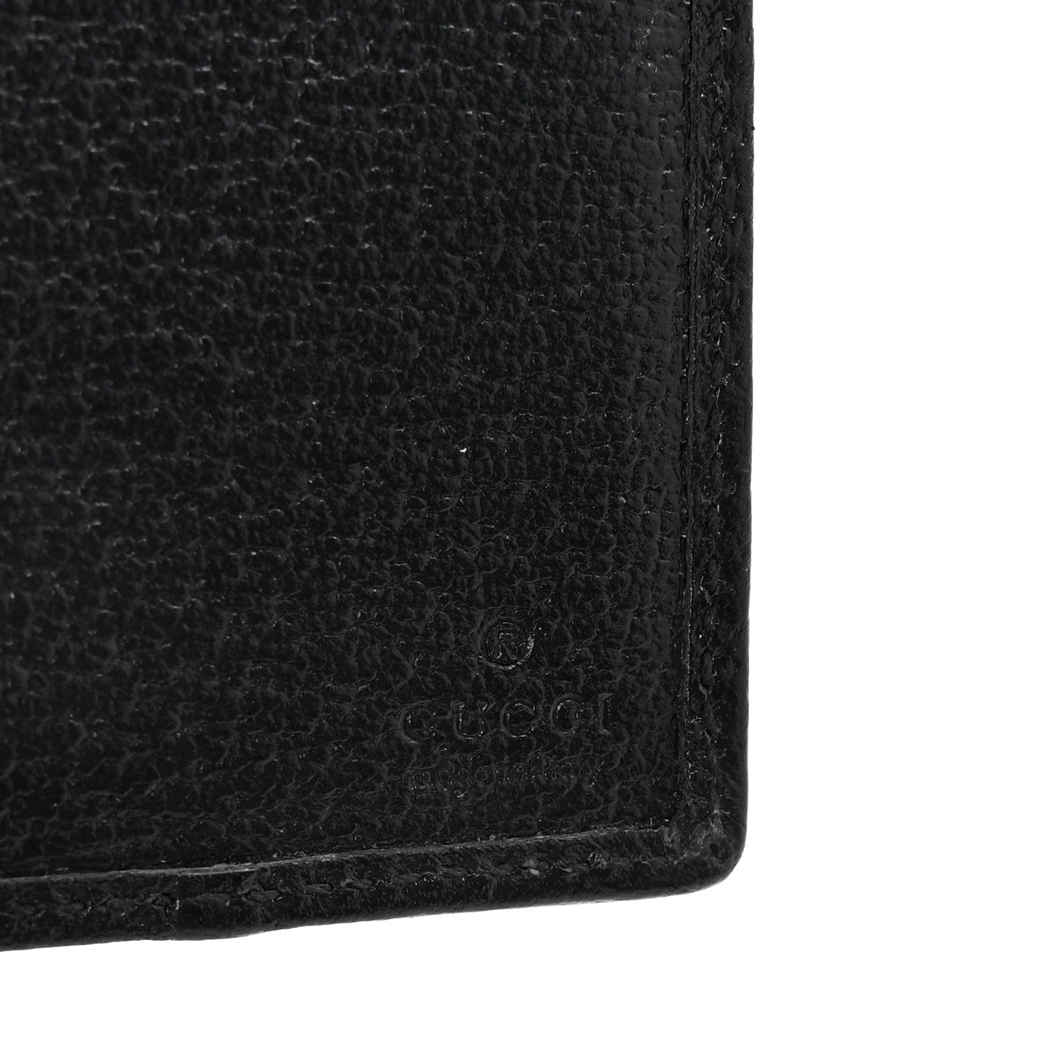 Gucci Canvas Monogram Jumbo GG Textured Dollar Calfskin Card Case Black 6 of 7