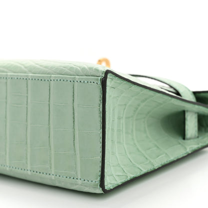 Hermes Matte Alligator Kelly Pochette Vert D'eau 8 of 10