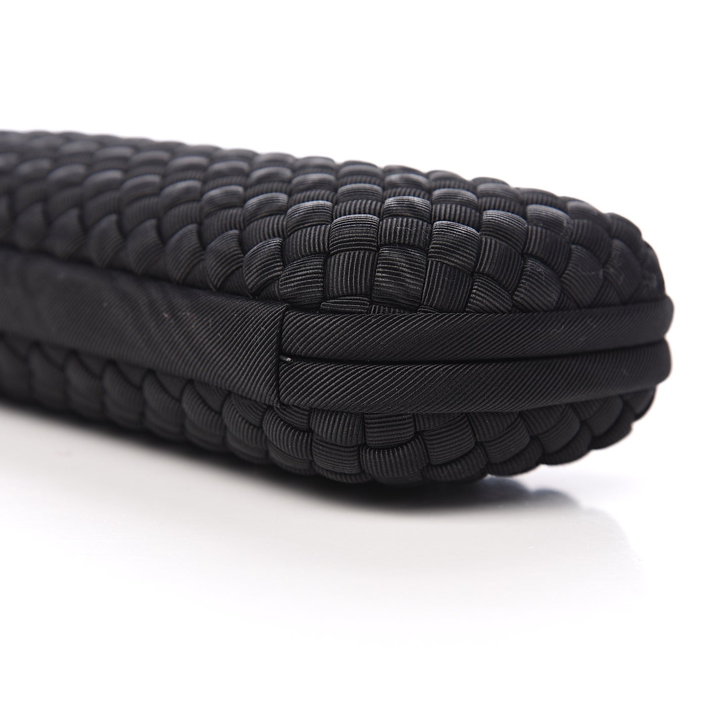 Silk Faille Intrecciato Knot Clutch Black