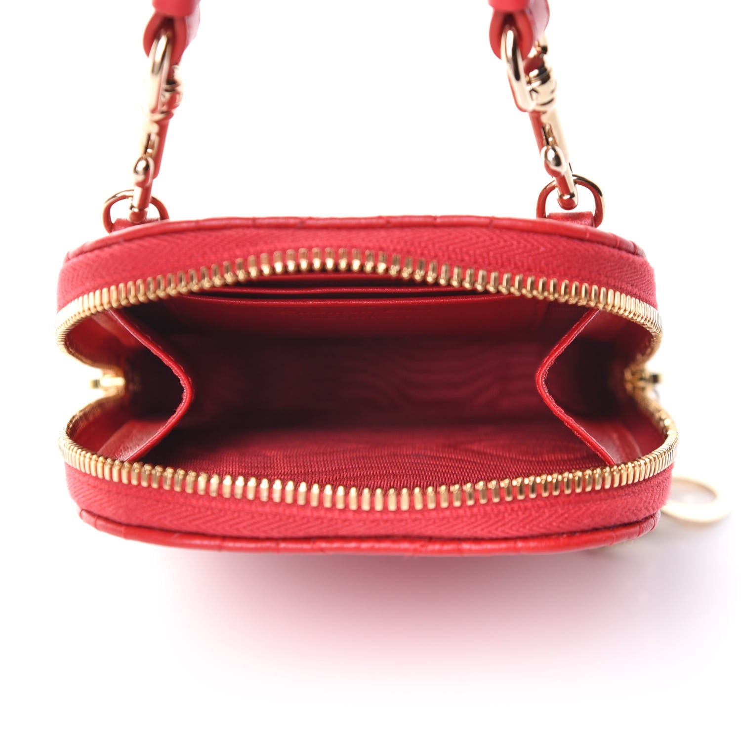 Christian Dior Lambskin Cannage Dioramour Lady Dior Phone Holder Bright Red 5 of 11