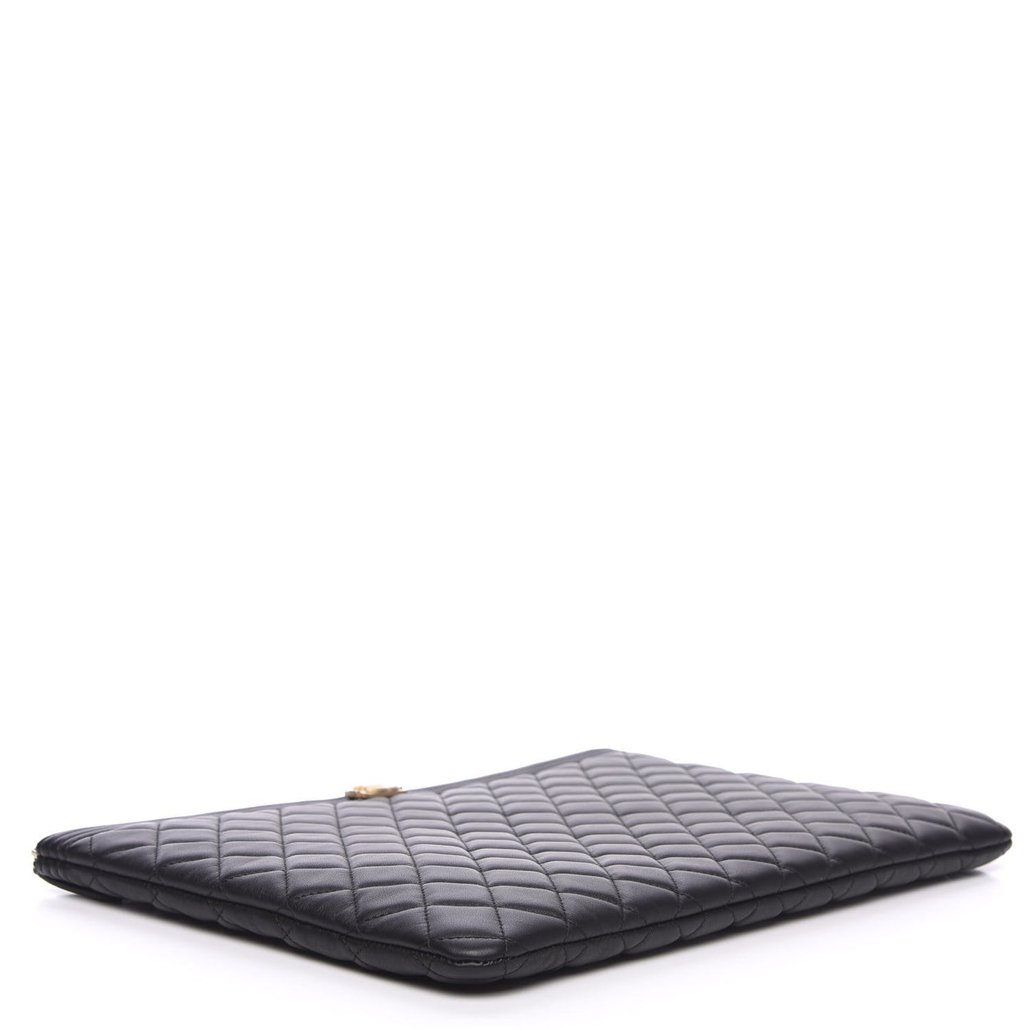 Lambskin Quilted Large Boy Cosmetic Case Black