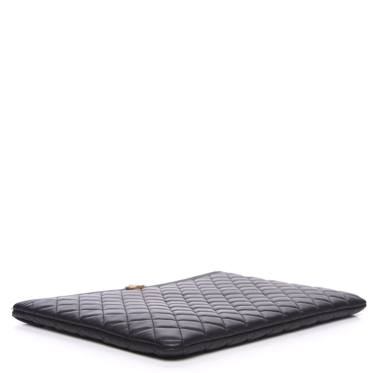 Chanel Lambskin Quilted Large Boy Cosmetic Case Black 3 of 8