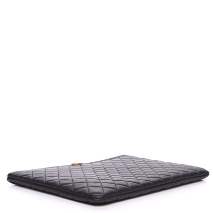 Chanel Lambskin Quilted Large Boy Cosmetic Case Black 3 of 8