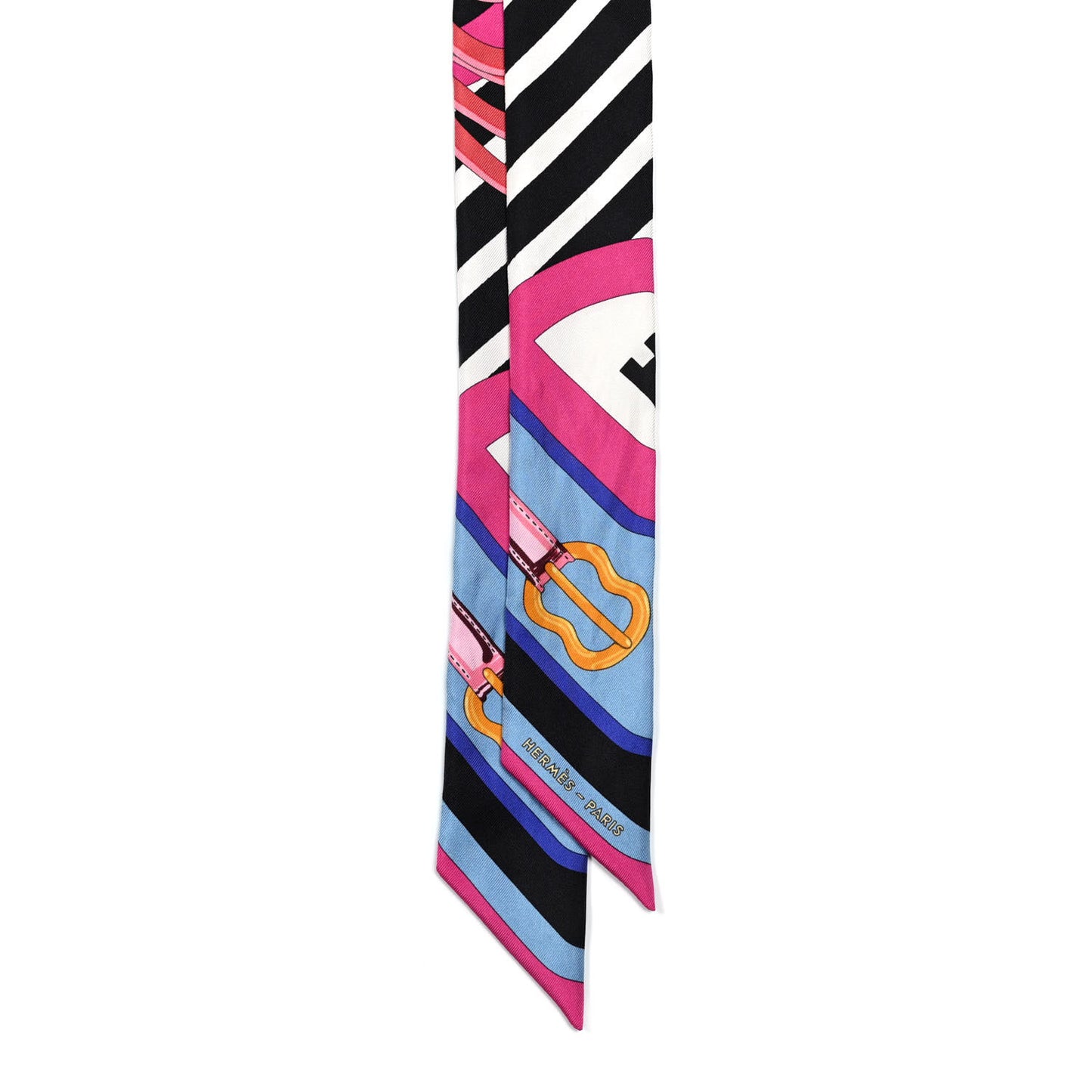 Silk Coaching Twilly Fuchsia Bleu Black