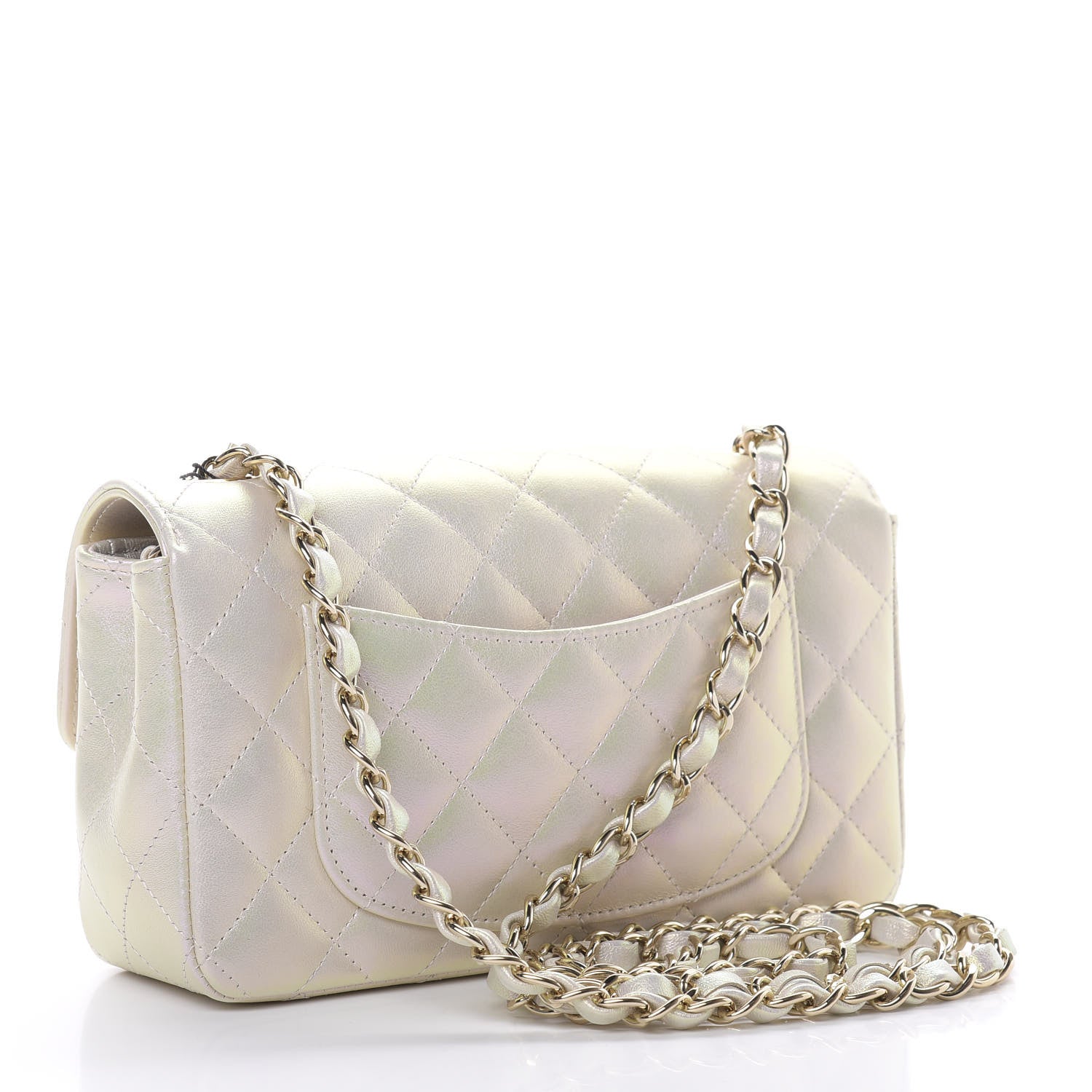 Chanel Iridescent Lambskin Quilted Mini Rectangular Flap Ivory 3 of 11