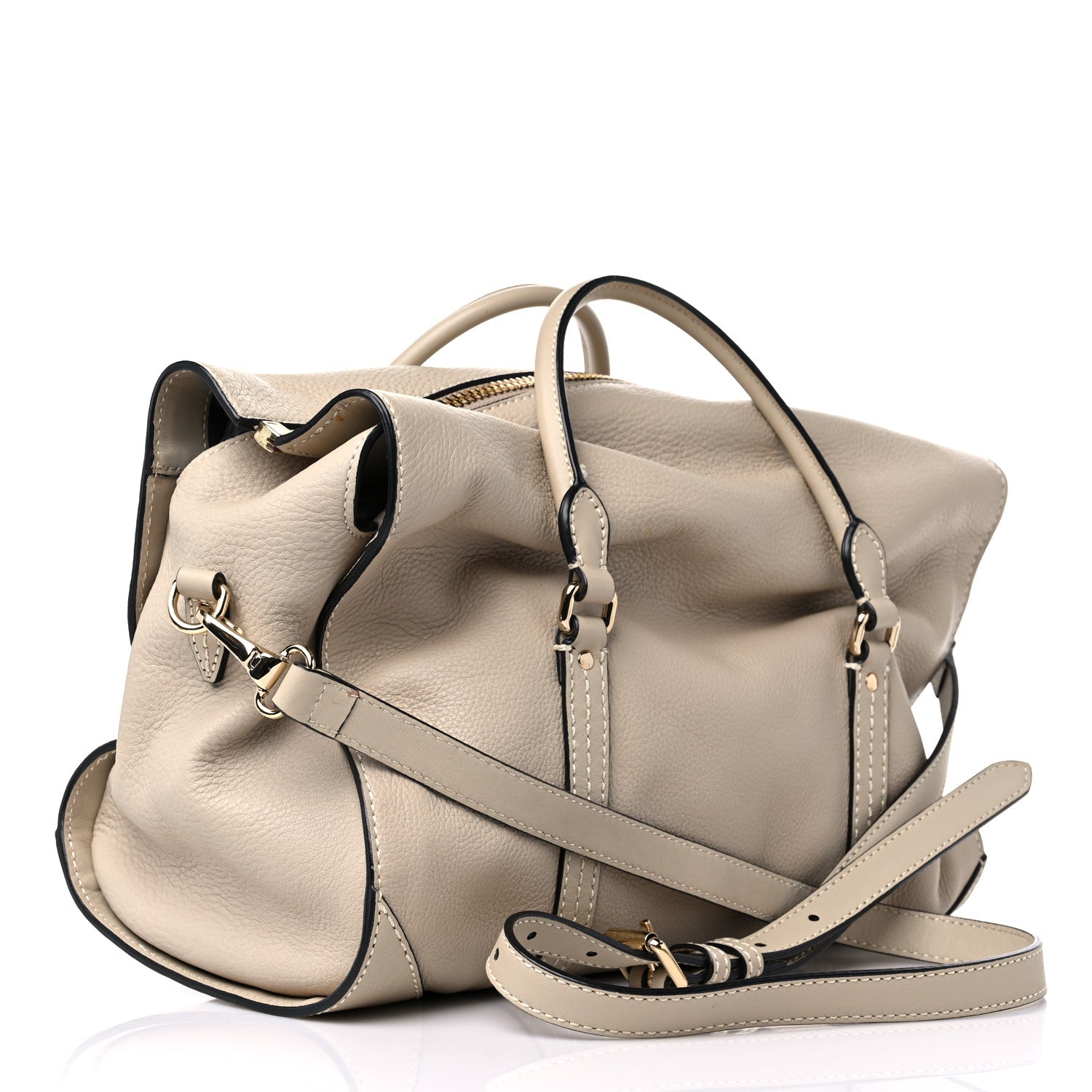 Burberry Calfskin Satchel Limestone 3 of 13