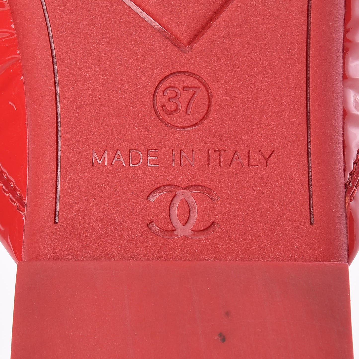 Patent Calfskin CC Mules 37 Red