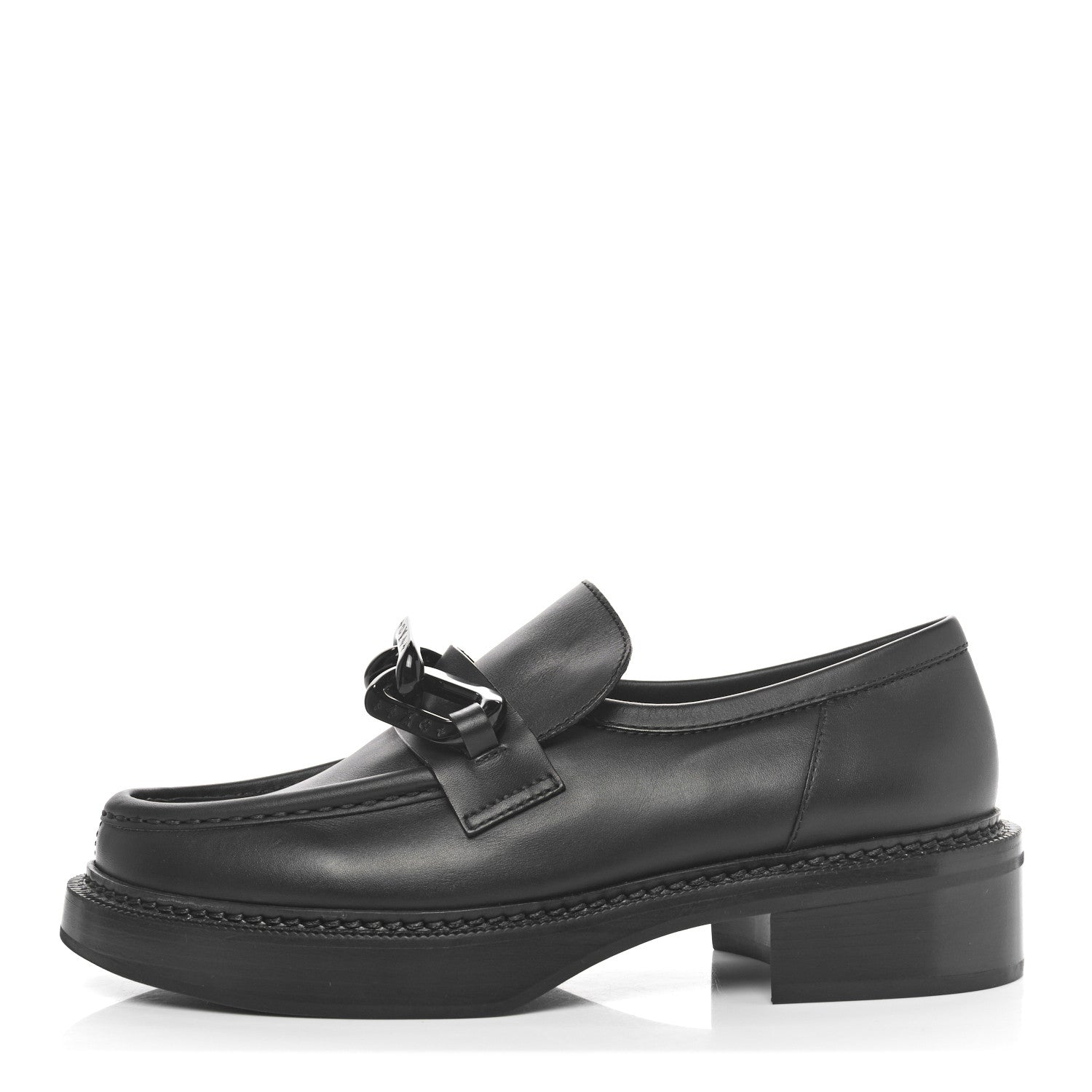 Louis Vuitton Calfskin Oversized Chain Academy Loafers 40 Black 1 of 7