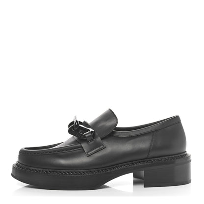 Louis Vuitton Calfskin Oversized Chain Academy Loafers 40 Black 1 of 7