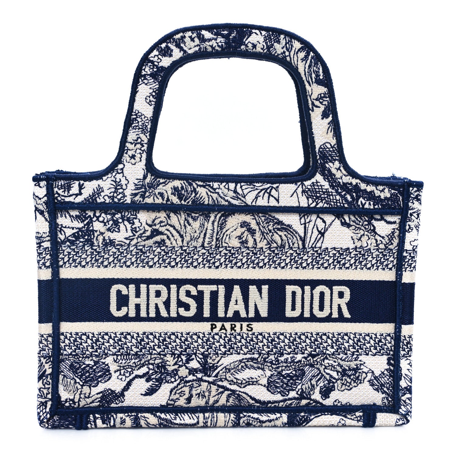 Christian Dior Canvas Embroidered Mini Toile De Jouy Book Tote  Blue 1 of 12