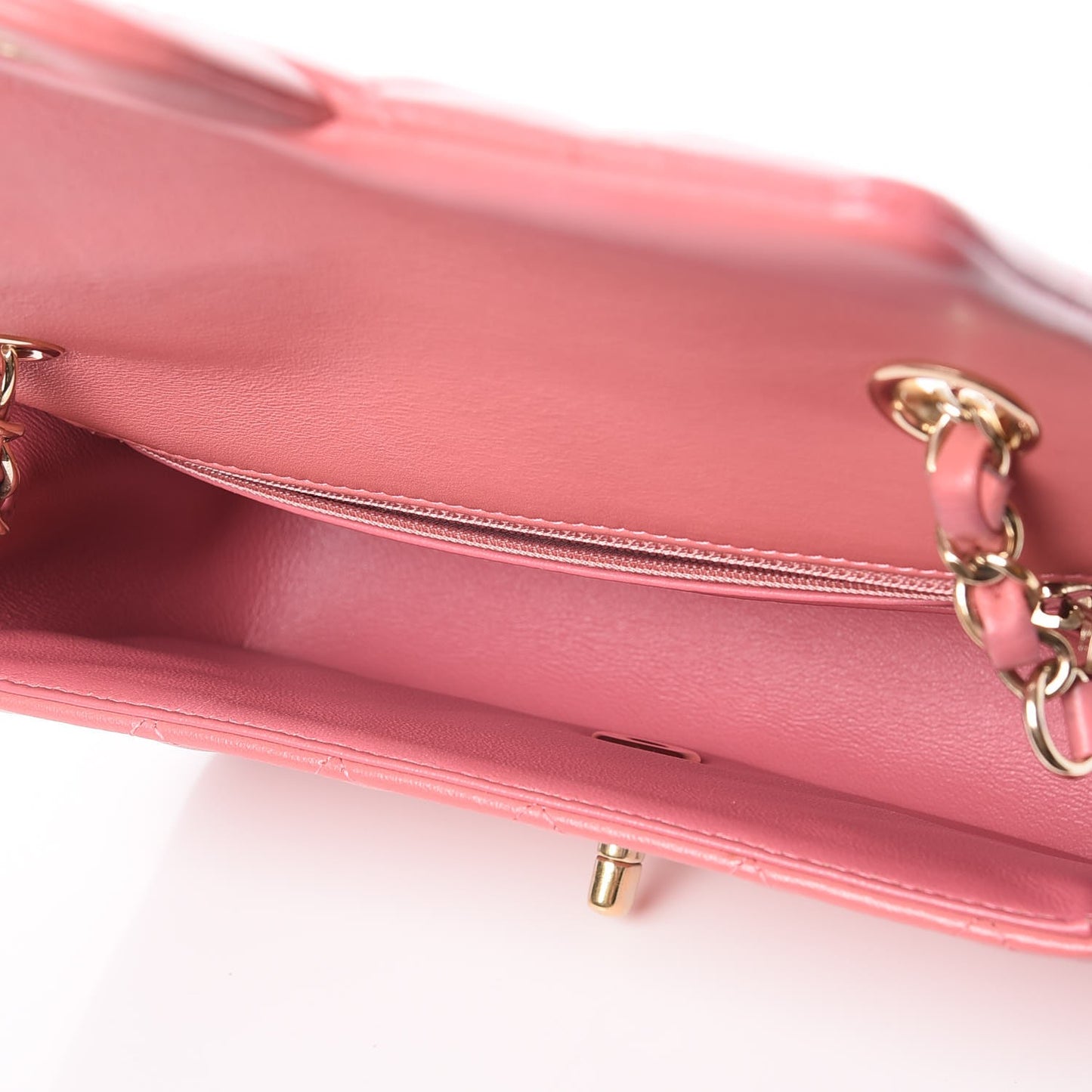 Lambskin Quilted Valentine Charms Mini Rectangular Flap Pink