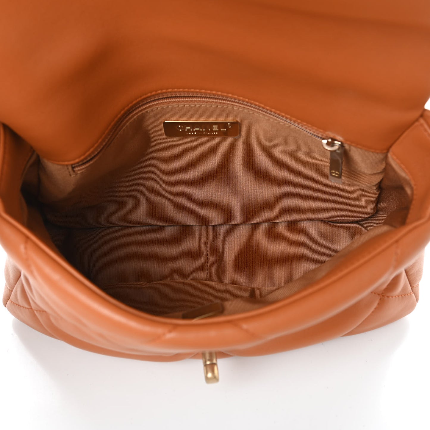 Lambskin Quilted Medium Chanel 19 Flap Light Brown