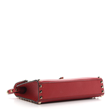 Valentino Garavani Pebbled Calfskin Medium Rockstud Flip Lock Crossbody Bag Red 4 of 9