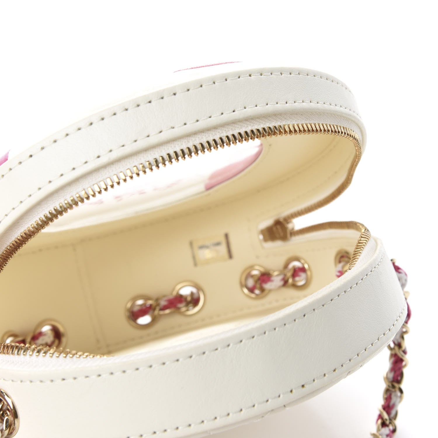 Chanel Lambskin Coco Lifesaver Round Bag Pink White 5 of 11