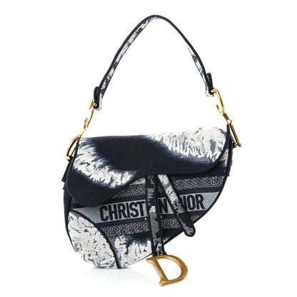 Christian Dior Canvas Embroidered Tie Dye Saddle Bag Blue Multicolor 1 of 10
