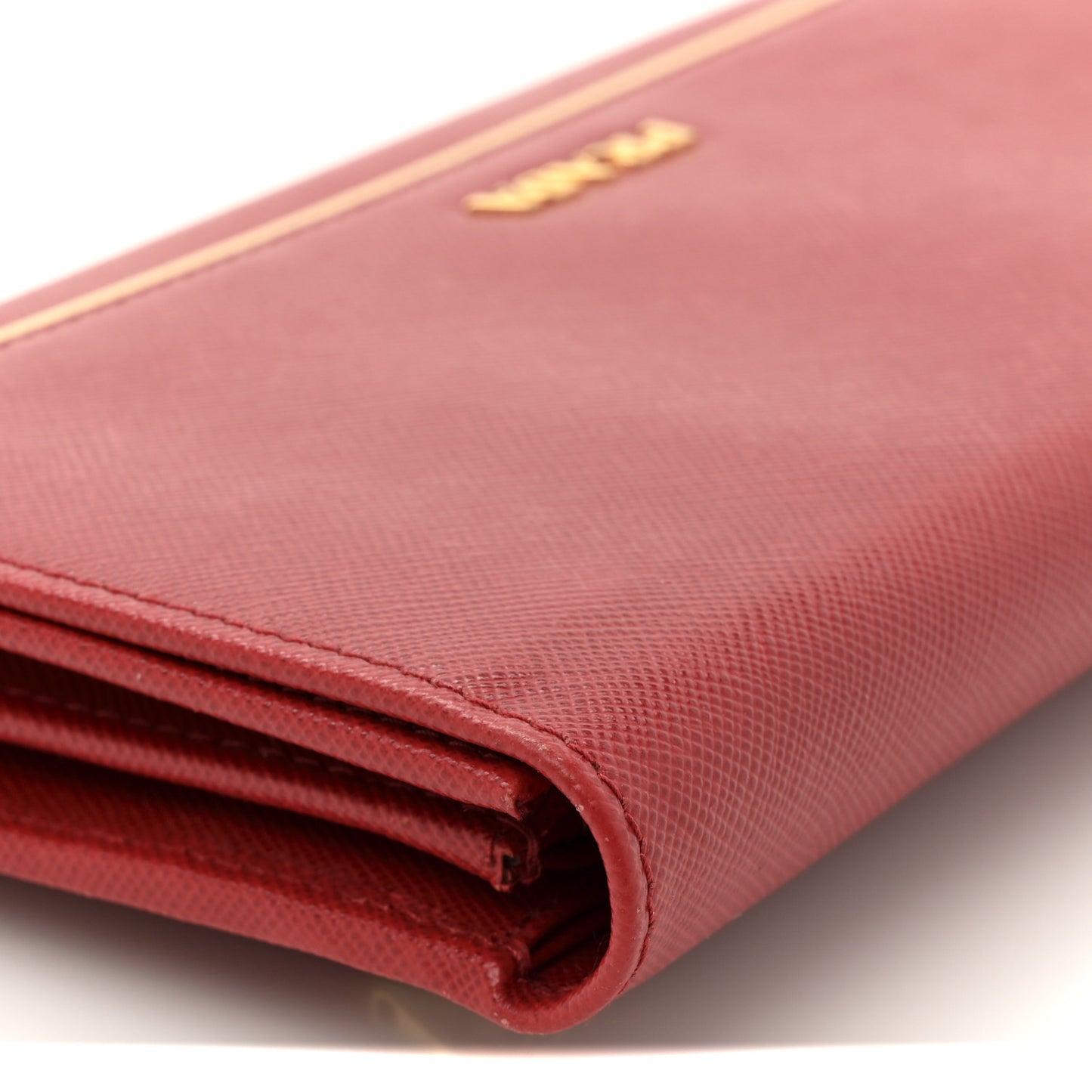 Saffiano Metal Bar Flap Wallet Fuoco