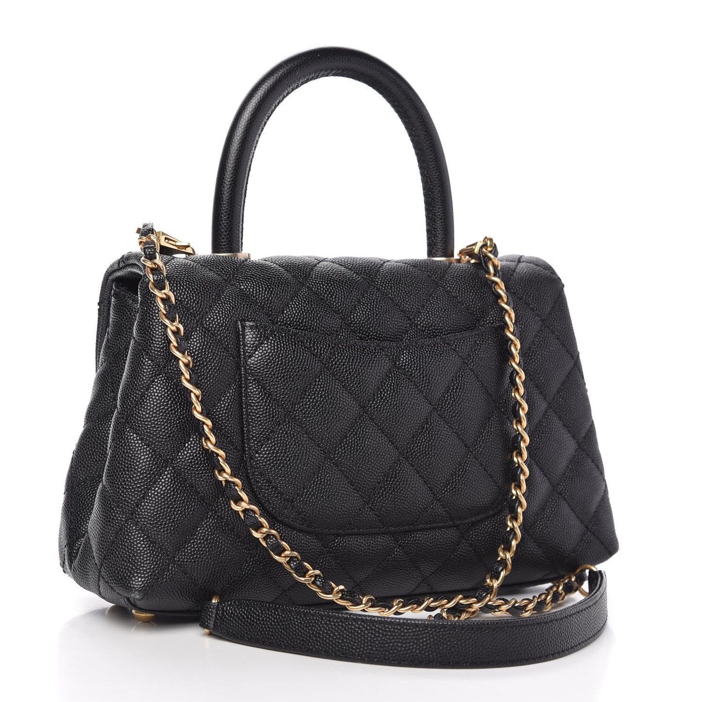 Caviar Quilted Mini Coco Handle Flap Black