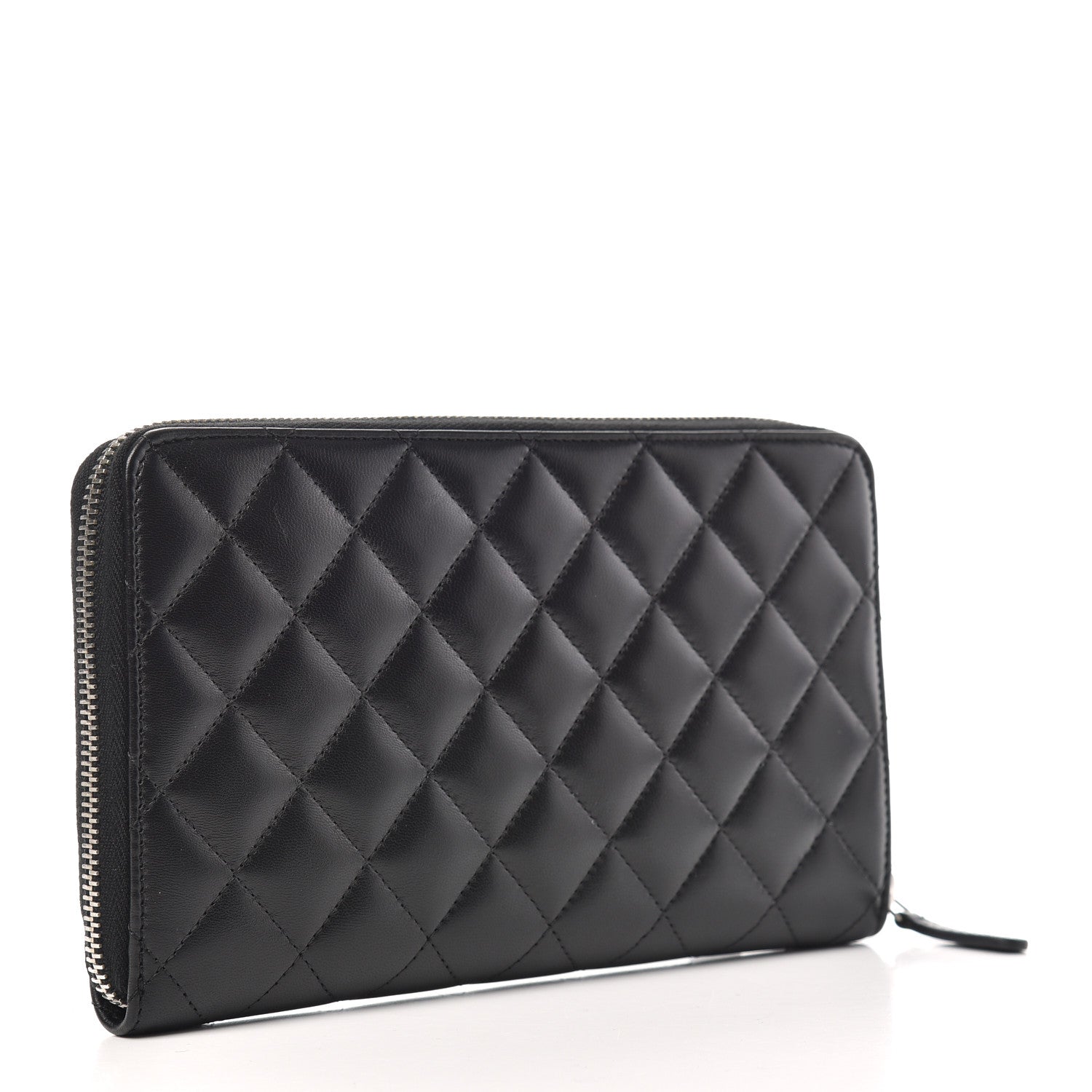Chanel Lambskin Quilted Large Zip Around Organizer Wallet Black 3 of 7