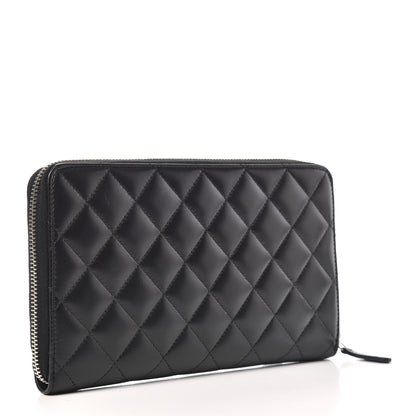 Chanel Lambskin Quilted Large Zip Around Organizer Wallet Black 3 of 7