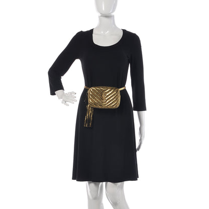 Saint Laurent Crinkled Metallic Calfskin Matelasse Monogram Lou Belt Bag Gold 2 of 9