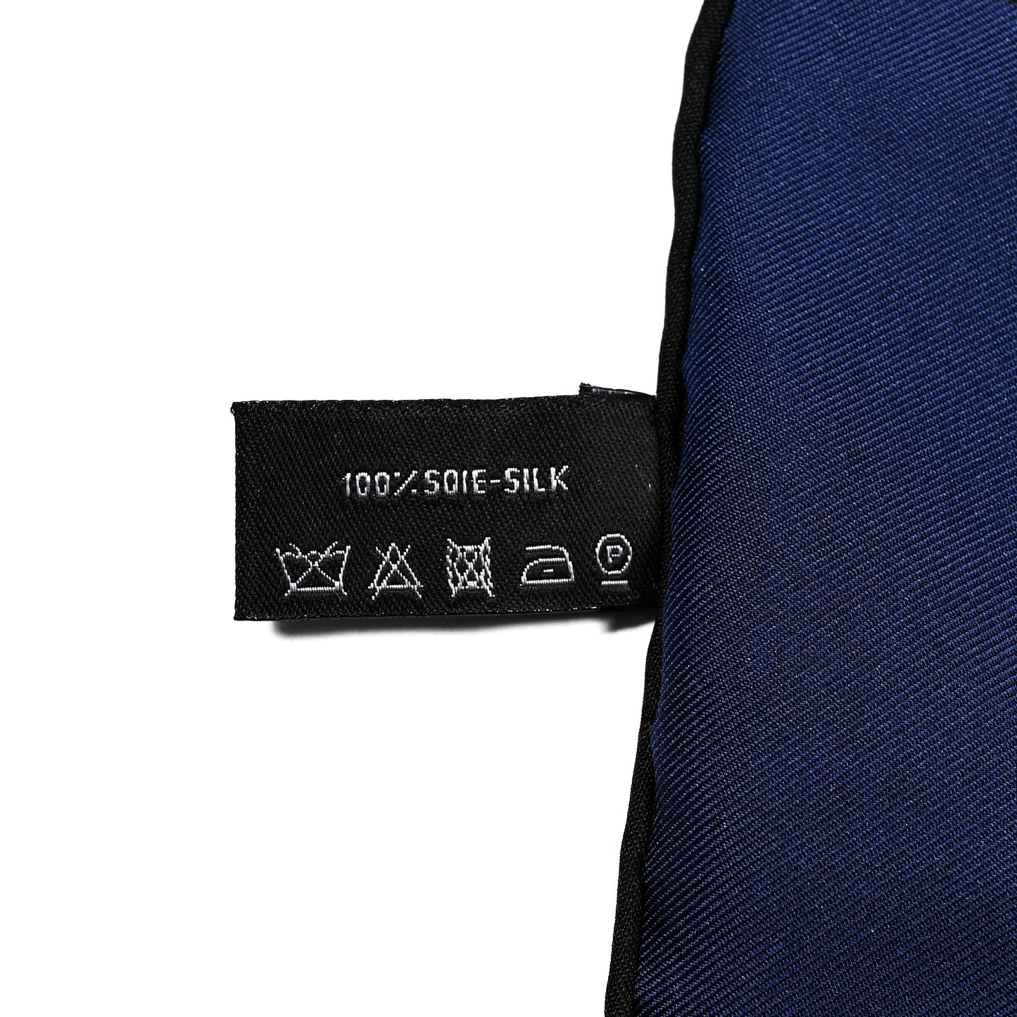 Silk CC Square Scarf Ecru Navy Blue Multicolor