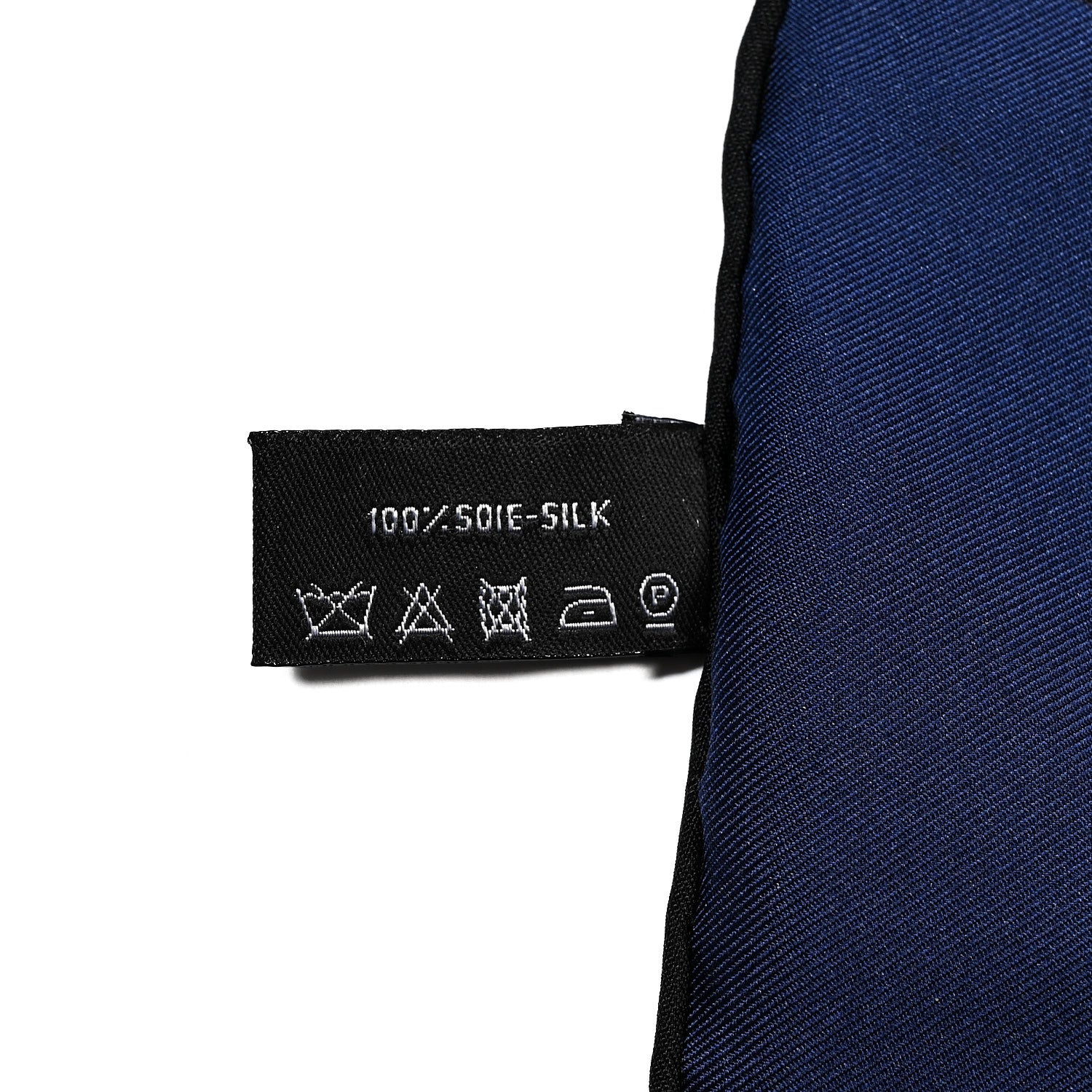 Chanel Silk CC Square Scarf Ecru Navy Blue Multicolor 3 of 4