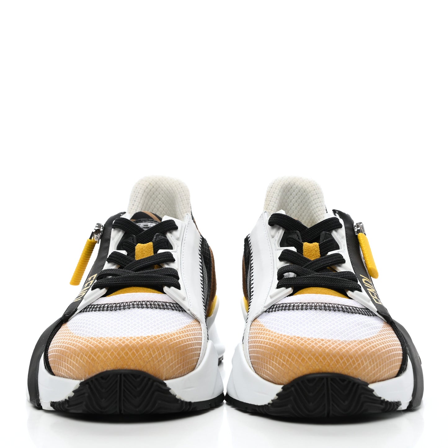 Nylon Suede Transparent Womens Fendi Flow Low Top Sneakers 35 Black Limone Tobacco