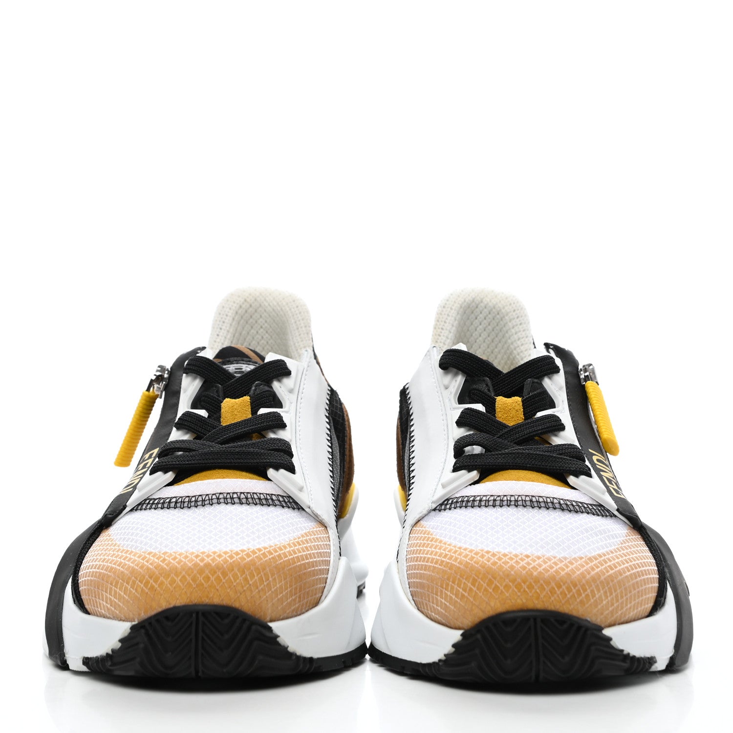 Fendi Nylon Suede Transparent Womens Fendi Flow Low Top Sneakers 35 Black Limone Tobacco 2 of 8