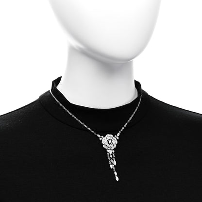 Chanel 18K White Gold Diamond Bouton de Camelia Transformable Pendant Necklace 2 of 6