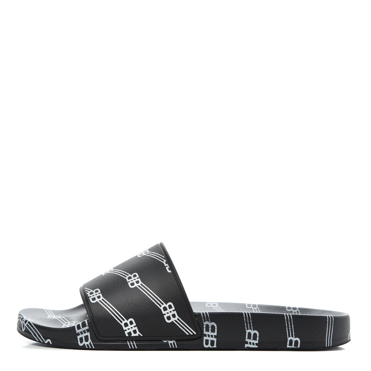 Rubber License Logo Print Mens Pool Slide Sandals 42 Black White