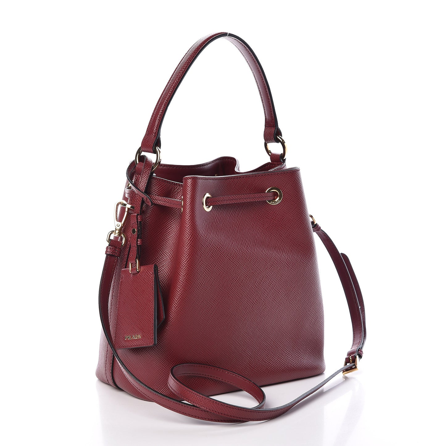 Saffiano Cuir Bucket Bag Cerise