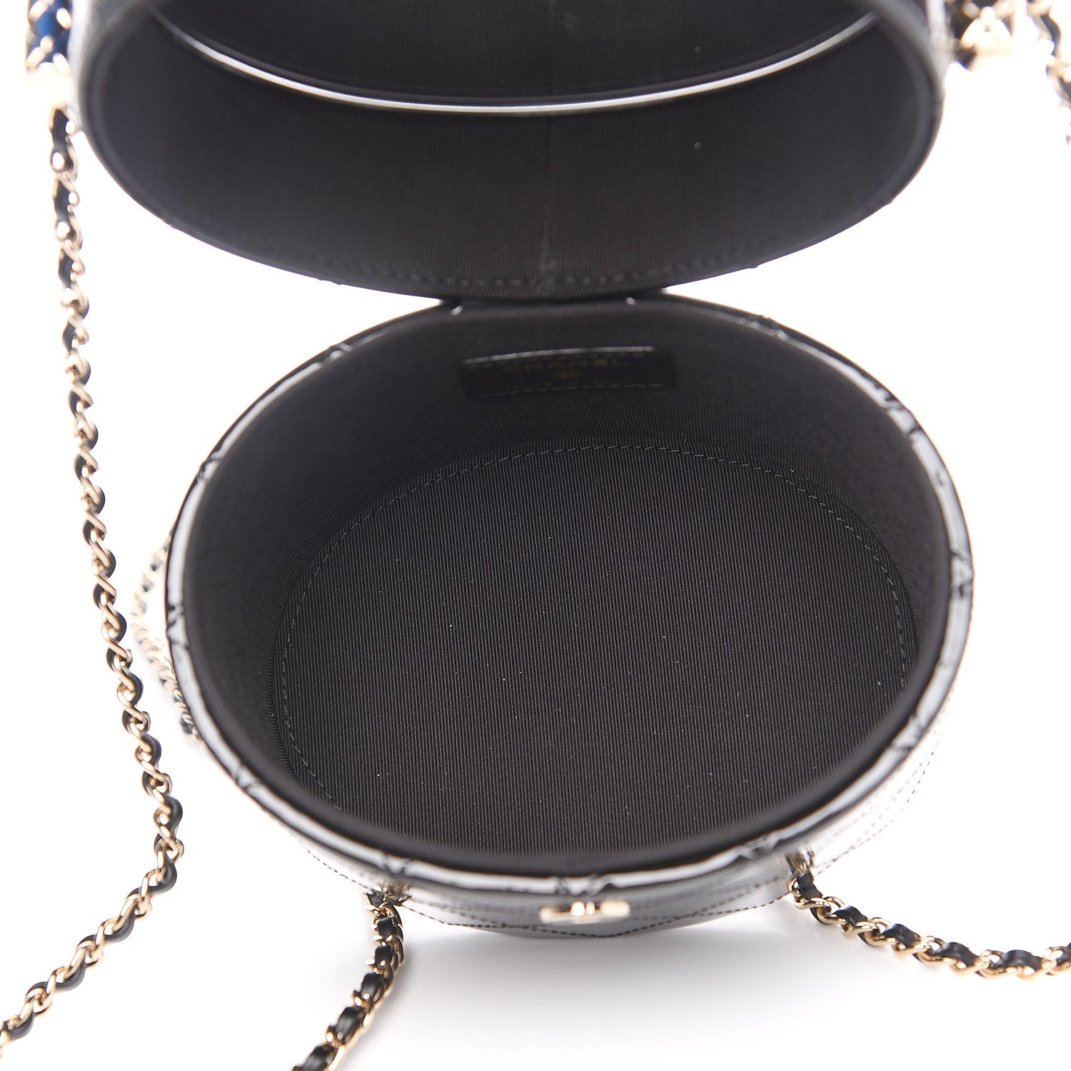 Chanel Patent Quilted Round Clutch With Chain Black 4 of 10