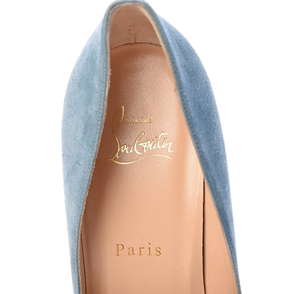 Christian Louboutin Veau Velours Pigalle Follies 100 Pumps 40 Celeste 9 of 19
