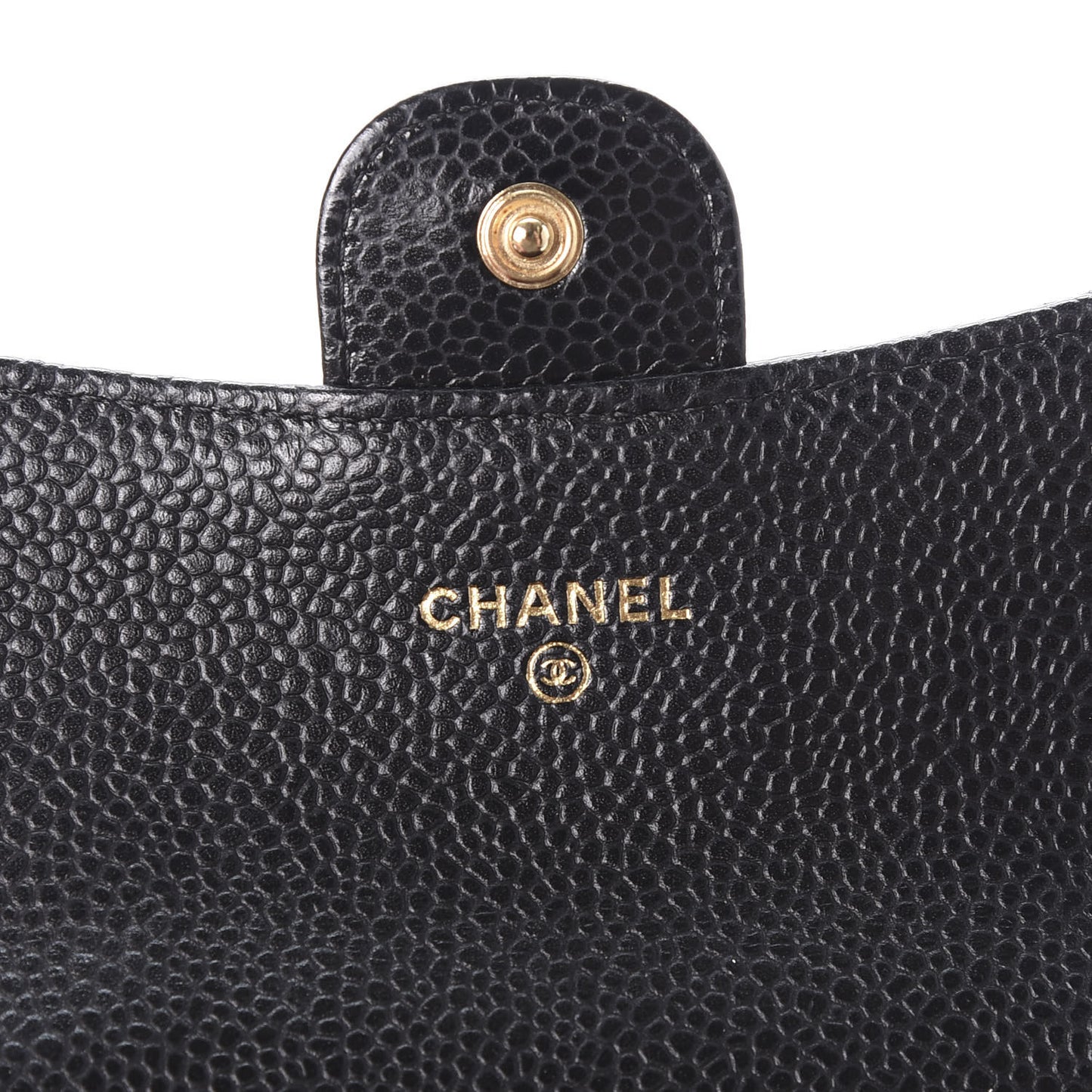 Caviar Quilted Flap Card Holder Wallet Black