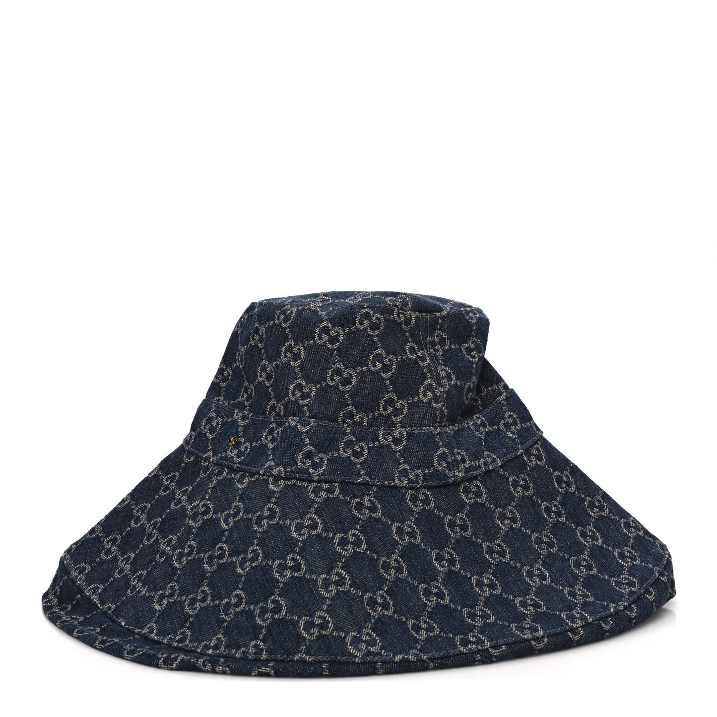 Eco Washed Denim GG Monogram Brim Hat L Blue