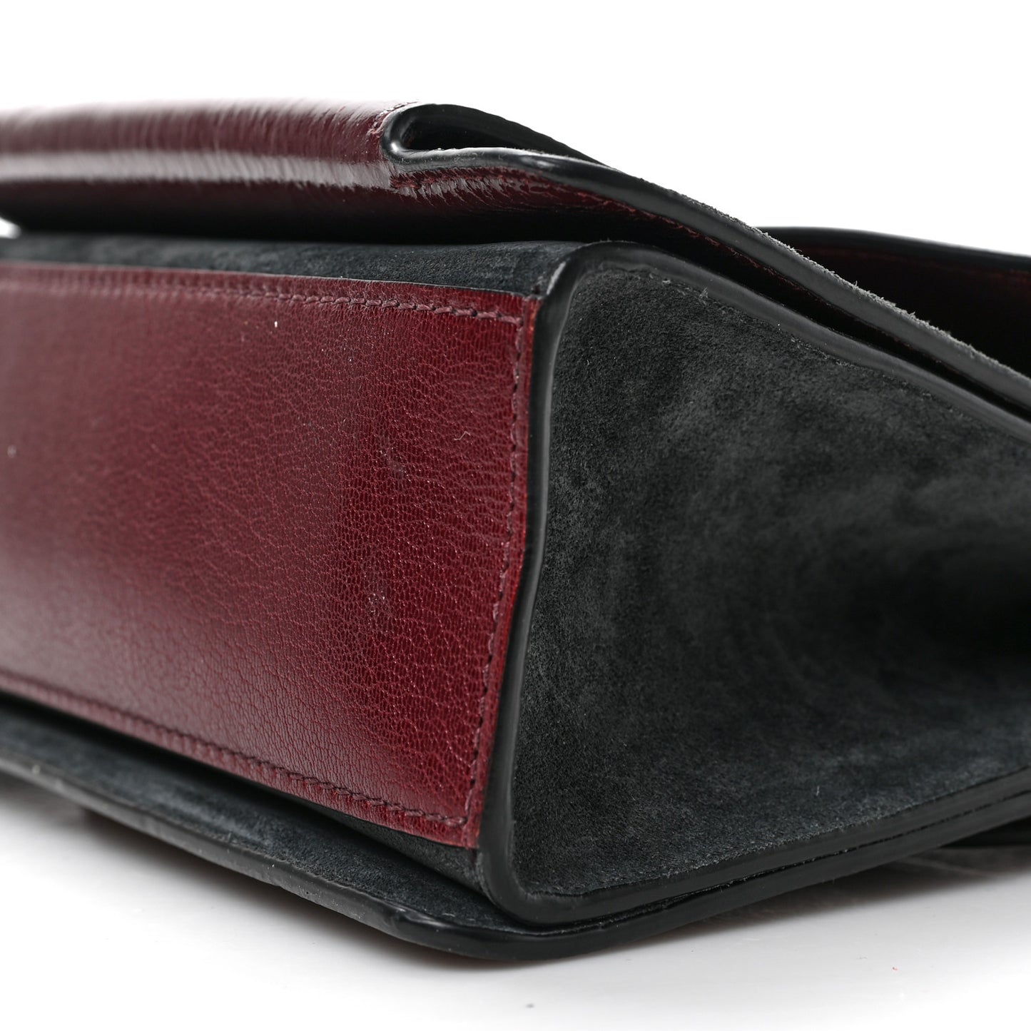 Crinkled Patent Deerskin Suede Small GV3 Shoulder Bag Aubergine Graphite