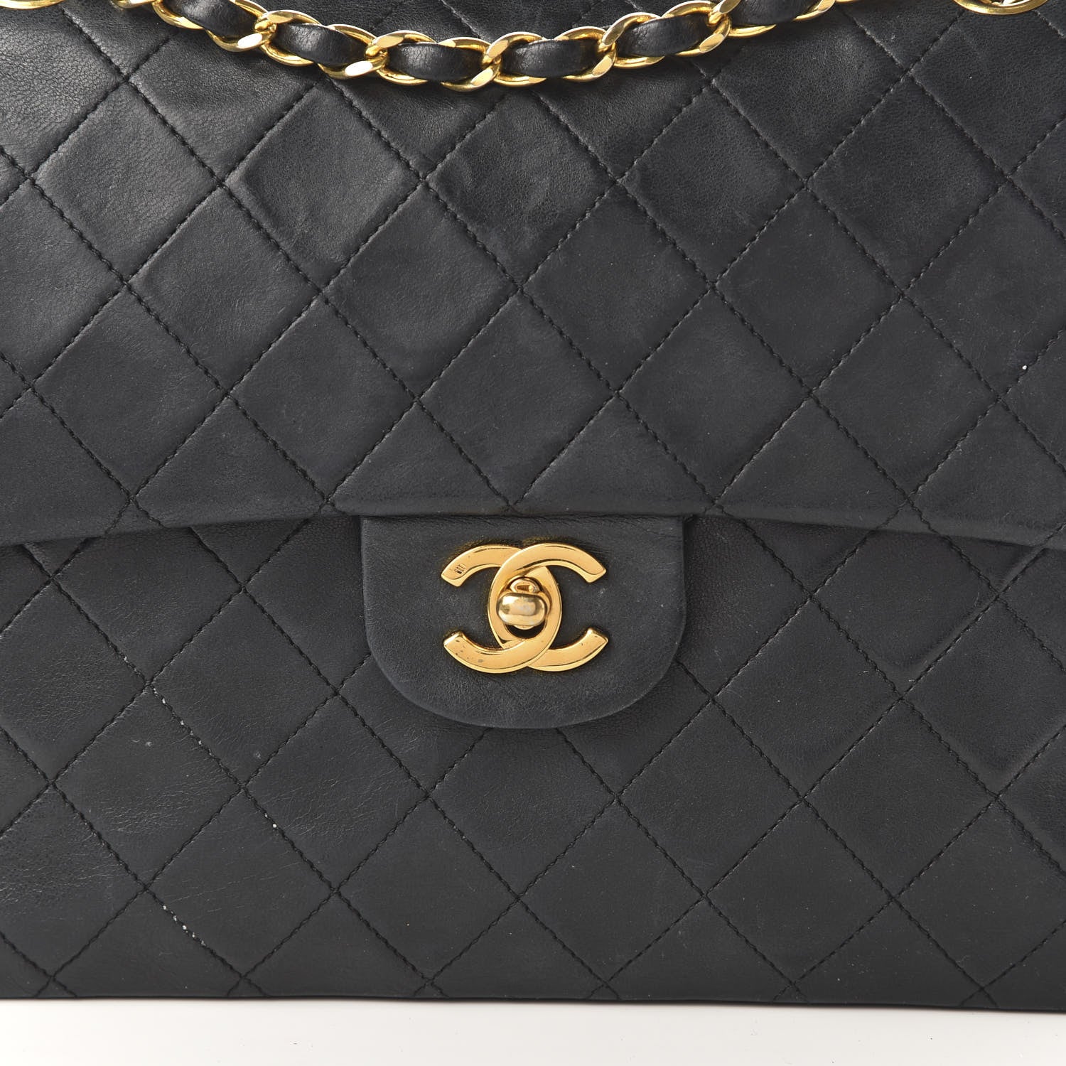 Chanel Lambskin Quilted Medium Double Flap Black 10 of 12