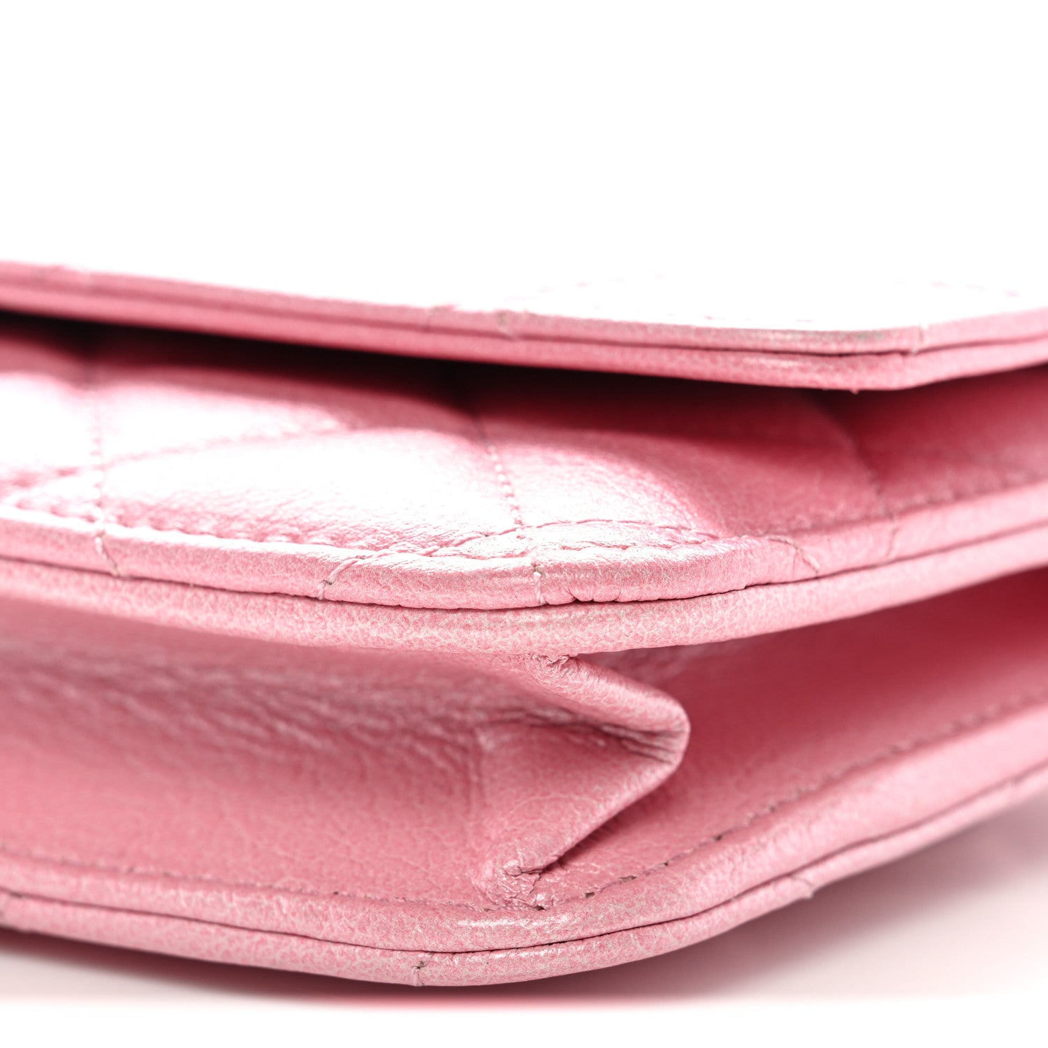 Chanel Iridescent Calfskin Quilted Wallet On Chain WOC Rose Pink 11 of 13
