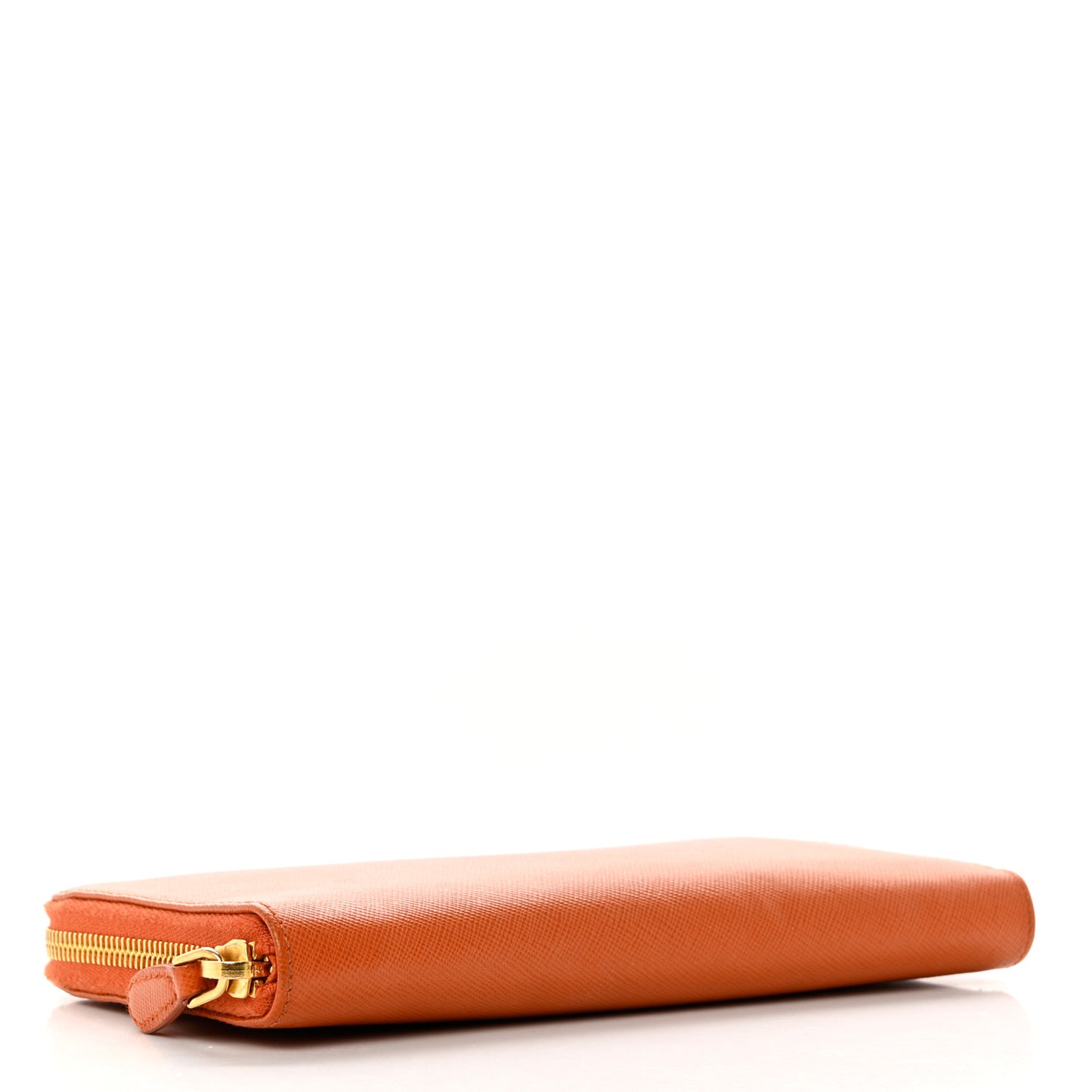 Saffiano Metal Zip Around Wallet Papaya