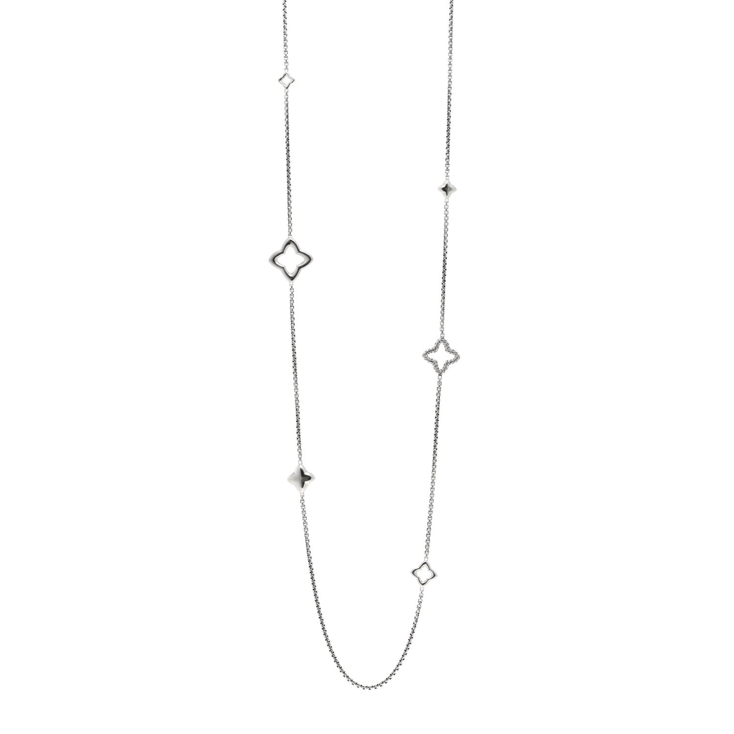 David Yurman Sterling Silver 25mm Quatrefoil Chain Necklace 1 of 4