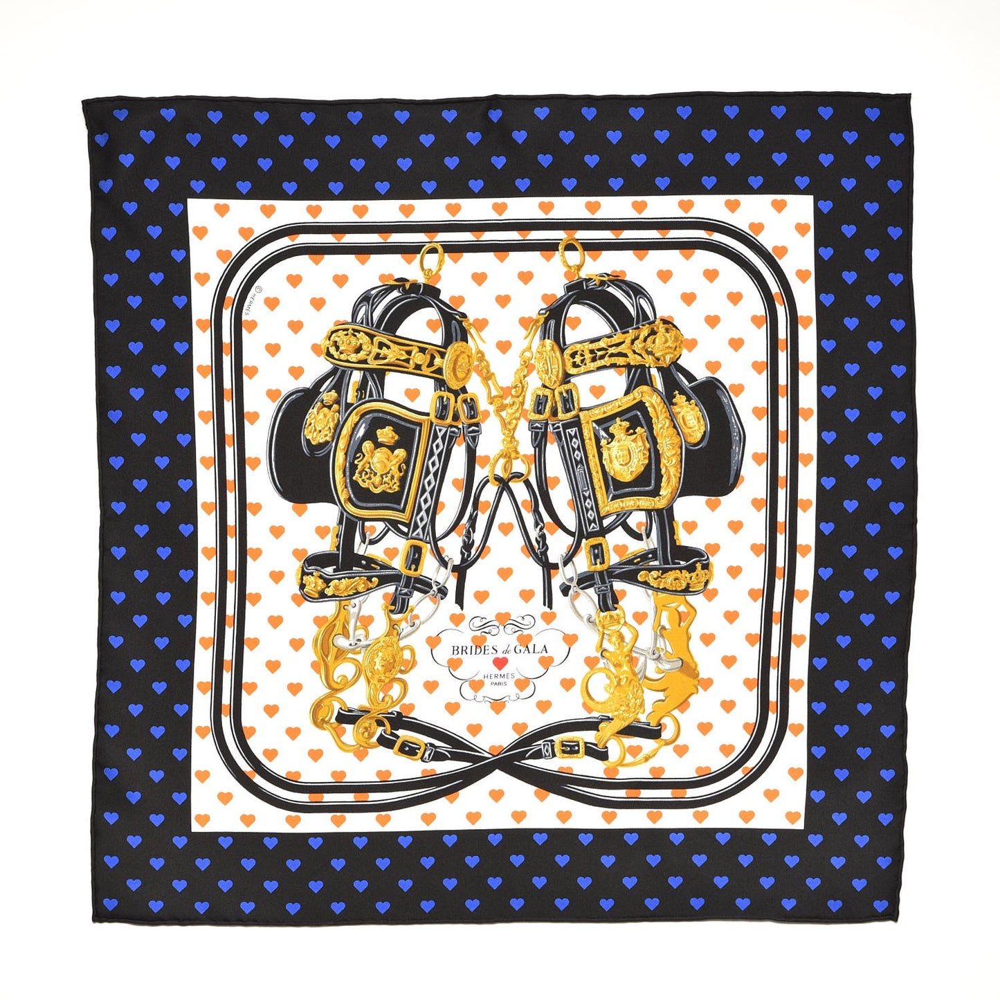 Silk Brides De Gala Love Pocket Square Black White Orange