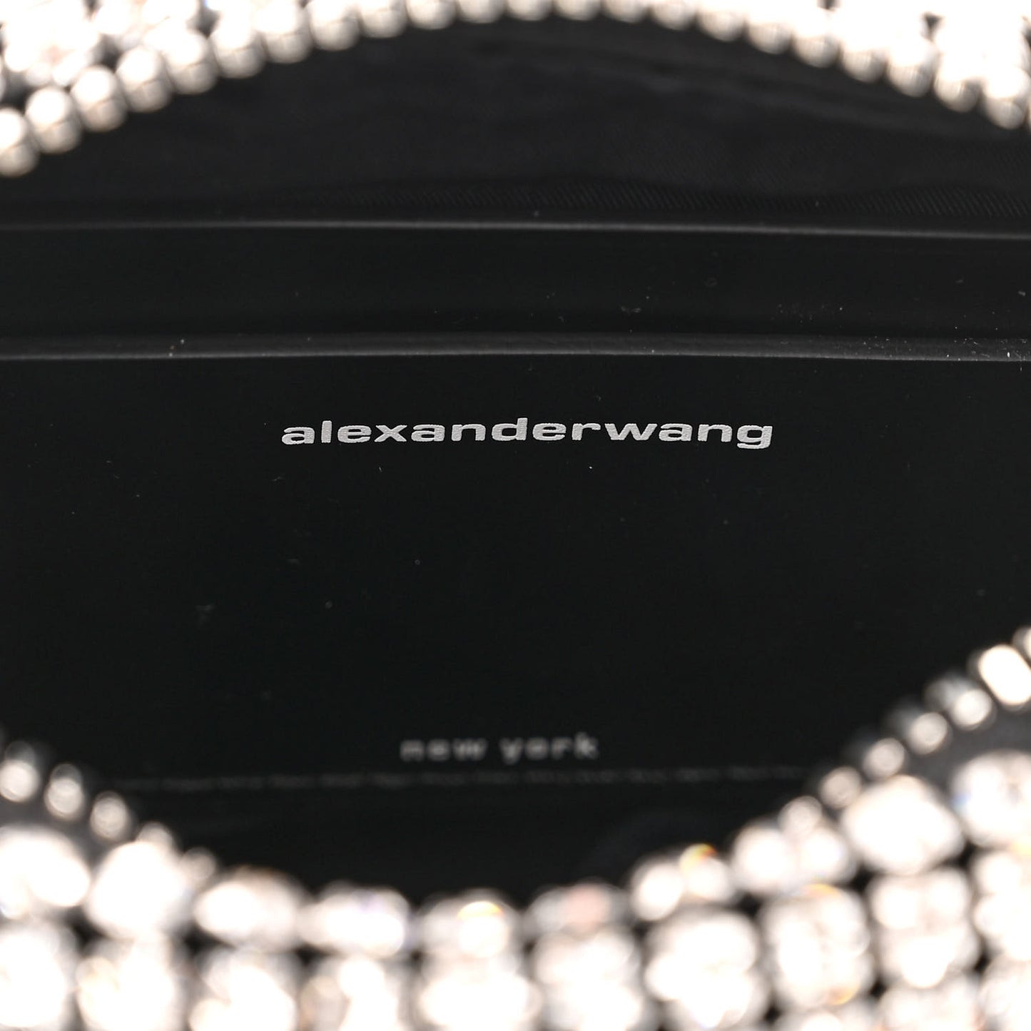 Mesh Crystal Rhinestone Mini Heiress Pouch Black Silver