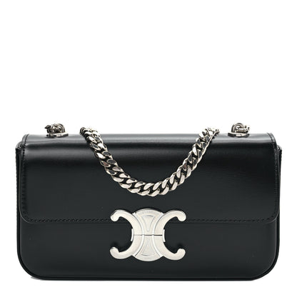 Celine Shiny Calfskin Triomphe Chain Shoulder Bag Black 1 of 10