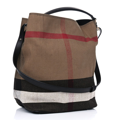 Burberry Canvas Mega Check Medium Ashby Hobo Black 2 of 4