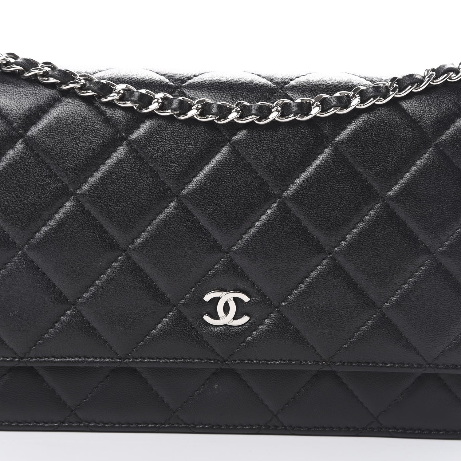 Chanel Lambskin Quilted Wallet On Chain WOC Black 8 of 17