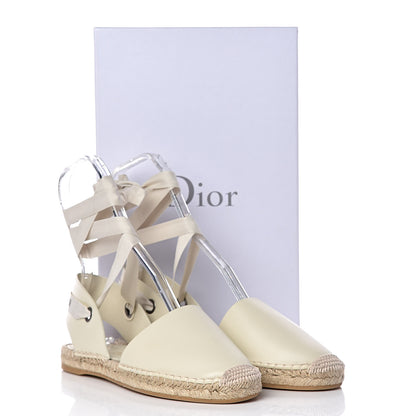 Christian Dior Calfskin Nicely-D Ankle Tie Espadrilles Flats 40.5 Off White 8 of 8