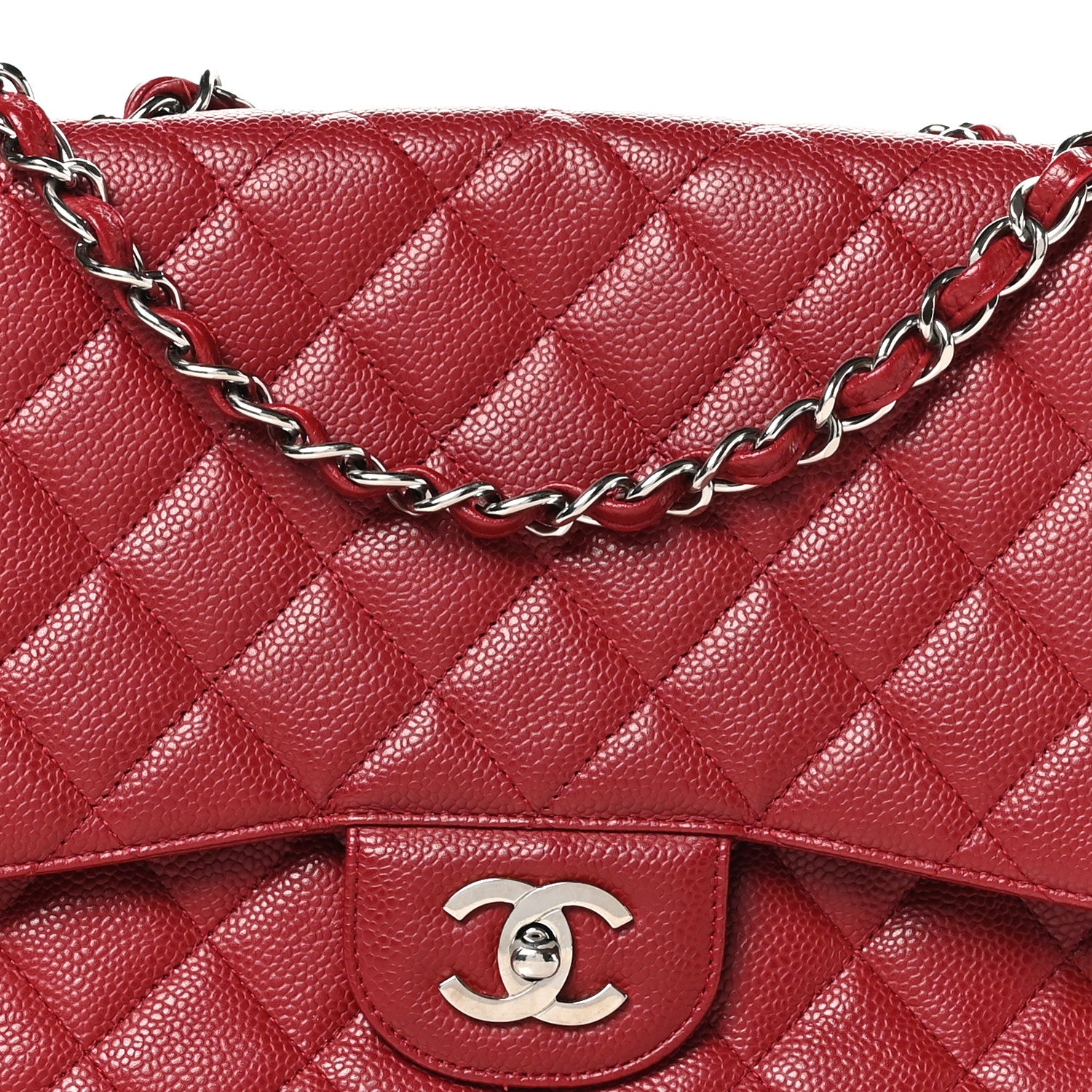 Chanel Caviar Quilted Jumbo Single Flap Red 8 of 12