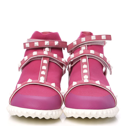 Valentino Garavani Body Tech Knit Free Rockstud Sock High Top Sneakers 37 Shadow Pink Optic White 2 of 8