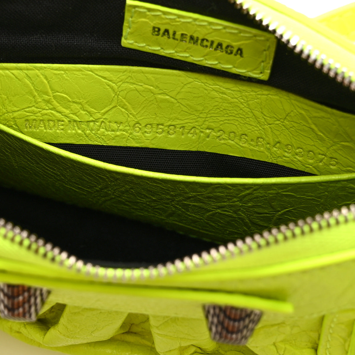 Balenciaga Agneau Arena Le Cagole Mini Purse With Chain Fluo Yellow 7 of 10